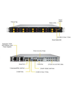 Buy Supermicro 110P 1U- Xeon Server 4310 32GB RAM 960GB M.2 750w PSU VFG-SYS-110P-WTR-33