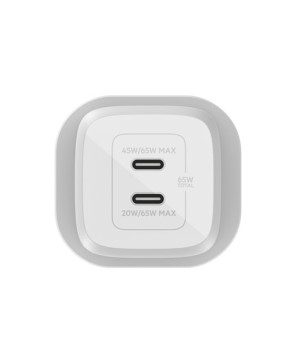 Buy Belkin BoostCharge Pro 2-Port USB-C GaN Wall Charger with PPS 65W in White WCH013AUWH