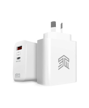 STM 65W Dual Port Power Adapter in White STM-931-381Z-01