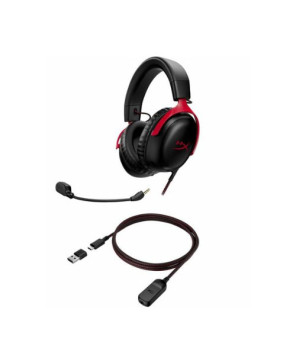 HP HyperX Cloud III Wired Over-the-ear Stereo Gaming Headset in Black-Red 727A9AA