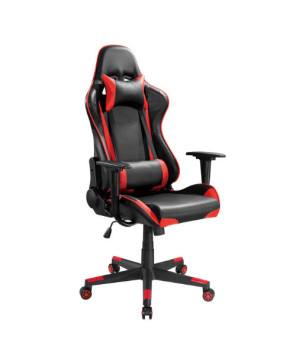 Brateck PU Leather Gaming Chair in Black Red with Headrest and Lumbar Support CH06-12