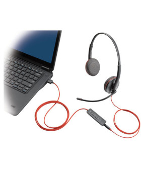 HP Poly Blackwire 3325 USB-A Stereo Wired Headset with 3.5mm Plug + USB-C/A Adapter 8X221AA