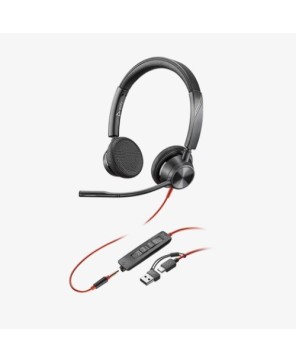 HP Poly Blackwire 3225 USB-C Stereo Headset with 3.5mm Plug + USB-C/A Adapter 8X229AA