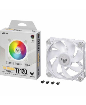 Asus TF120 ARGB LED Cooling Fan in White TUF GAMING TF120 WHITE ARGB for PC and Chassis