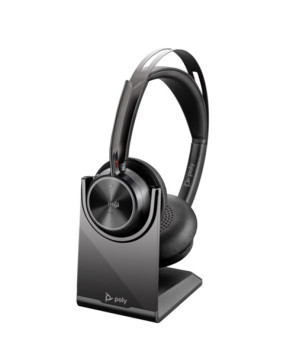 HP Poly/Plantronics Voyager Focus 2 Microsoft Teams Certified USB-C Bluetooth Stereo Wireless Headset with USB-C/A Adapter and Charging Stand 9T9J6AA