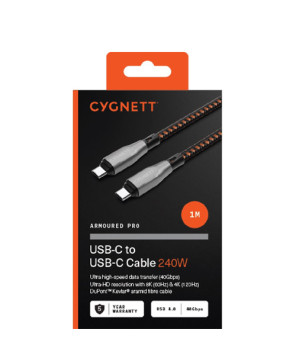 Cygnett Armoured Pro CY4711PCTYC USB 4.0 8K DuPont Kevlar Cable 1M in Black