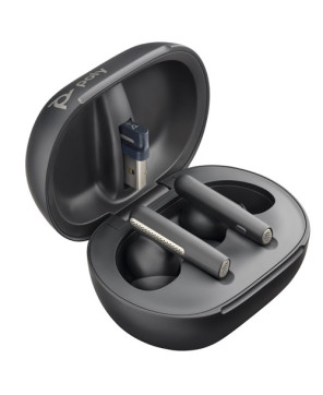 HP Poly/Plantronics Voyager Free 60+ UC Bluetooth Wireless Earbuds in Carbon Black with USB-A Adapter and Touchscreen Charge Case 216065-01 / 7Y8G3AA