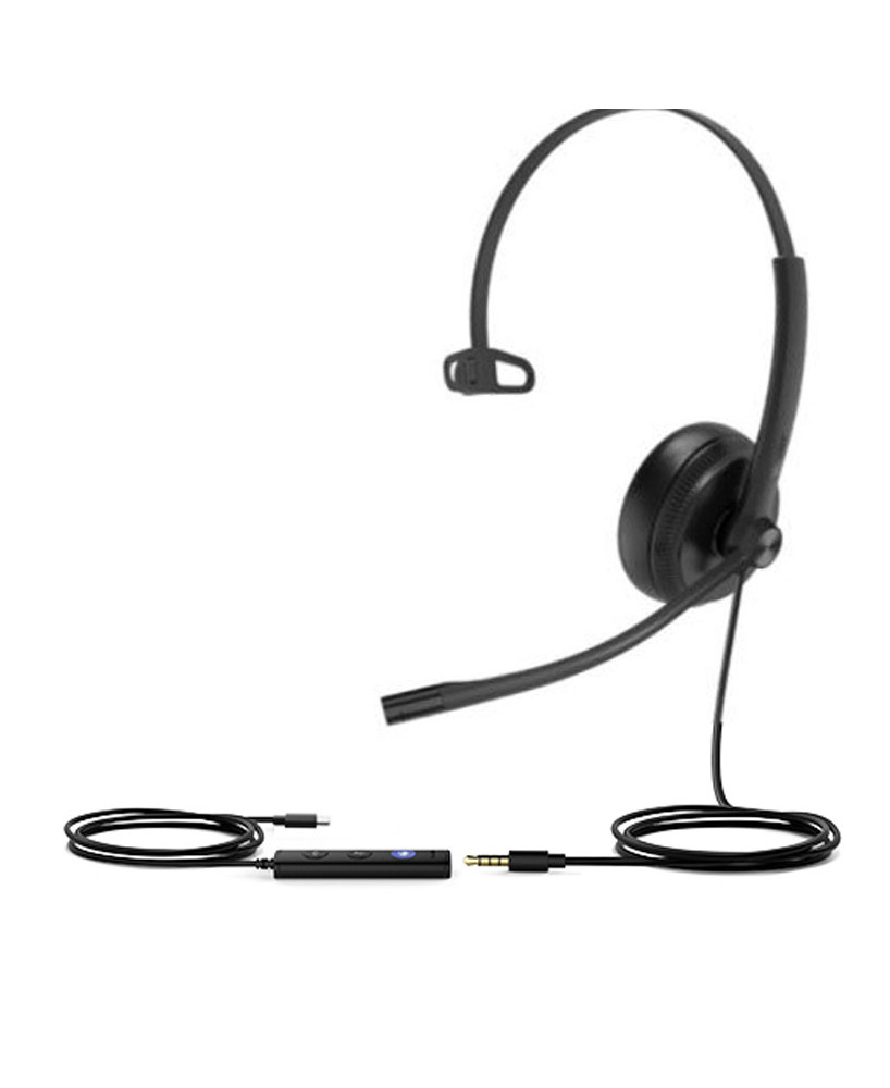 Yealink Teams Certified Wideband Noise Cancelling USB-C / 3.5mm Mono Wired Headset TEAMS-UH34SE-M-C