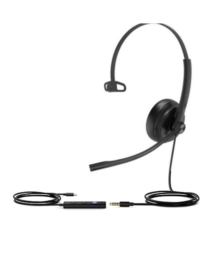 Yealink Teams Certified Wideband Noise Cancelling USB-C / 3.5mm Mono Wired Headset TEAMS-UH34SE-M-C