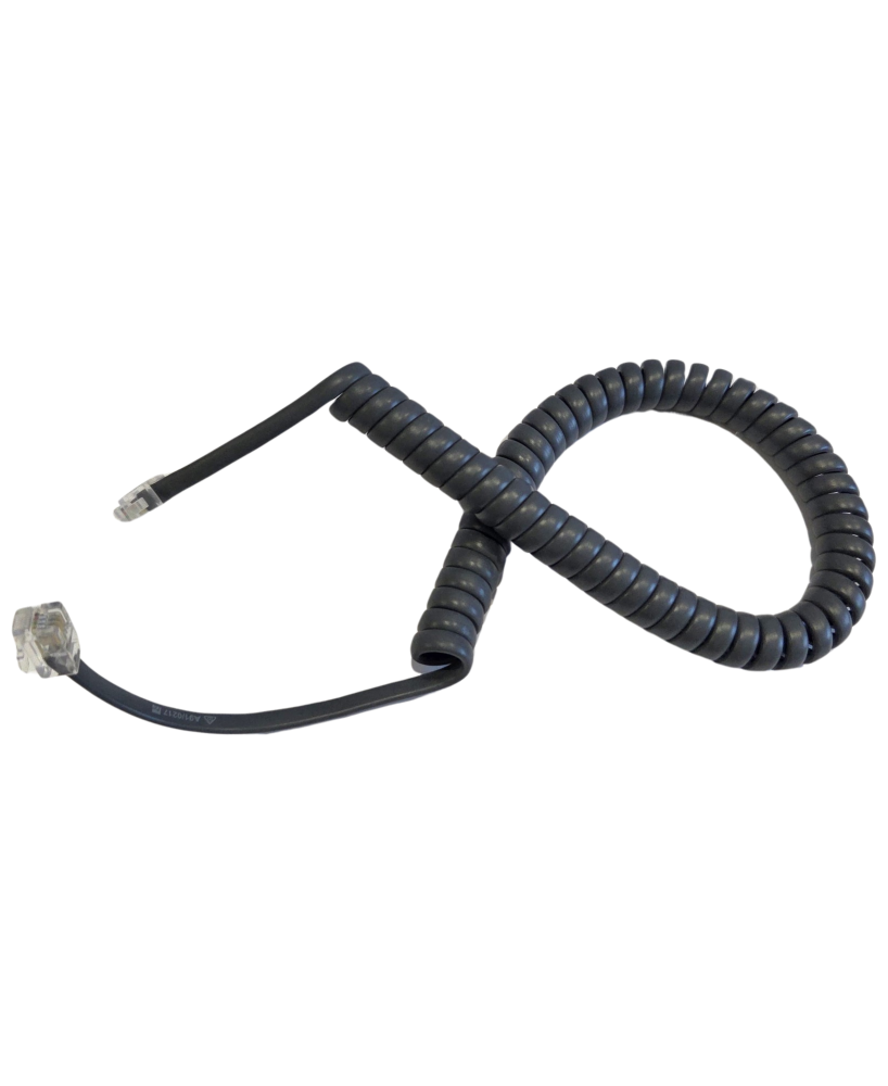 Cisco Curly Telephone Cord Extended Life Long Tail 3M - Dark Grey
